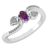 Certified 0.28 CTW Amethyst And Diamond 14k White Gold Halo Ring