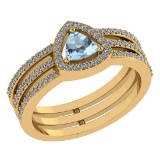 Certified 0.91 Ctw Aquamarine And Diamond 14k Rose Gold Halo Anniversary Ring Made In USA