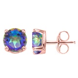 1.55 CT OCEANIC BLUE MYSTIC QUARTZ 10KT SOLID ROSE GOLD EARRING