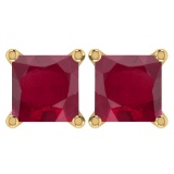 Certified 6.00Ctw Genuine Ruby 14K Yellow Gold Stud Earrings Made In USA