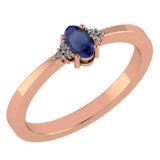 Certified 0.24 CTW Blue Sapphire And Diamond 14k Rose Gold Halo Ring