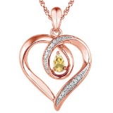 0.33 CARAT CITRINE & CZ 14KT SOLID RED GOLD PENDANT