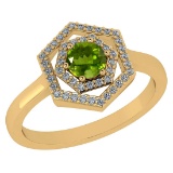 Certified 0.69 Ctw Peridot And Diamond 14k Yellow Gold Halo Ring VS/SI1