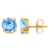 2.04 CT SKY BLUE TOPAZ 10KT SOLID YELLOW GOLD EARRING