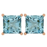 Certified 11.24 Ctw Genuine Aquamarine 14K Rose Gold Stud Earrings Made In USA