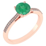 Certified 1.37 Ctw Emerald And Diamond 14k Rose Gold Halo Ring Made In USA