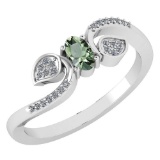 Certified 0.28 CTW Green Amethyst And Diamond 14k White Gold Halo Ring