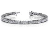 14K WHITE GOLD 4 CTW G-H SI2/SI3 PRINCESS CUT DIAMOND STRAND TENNIS BRACELET