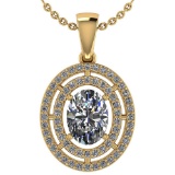 Certified 1.56 CTW Diamond 14k Yellow Gold Halo Pendant