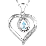 0.47 CARAT SKY BLUE TOPAZ & CZ 14KT SOLID WHITE GOLD PENDANT