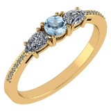 Certified 0.77 Ctw Aquamarine And Diamond 14k Yellow Gold Halo Ring VS/SI1