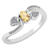 Certified 0.28 CTW Citrine And Diamond 14k White Gold Halo Ring