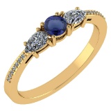 Certified 0.77 Ctw Blue Sapphire And Diamond 14k Yellow Gold Halo Ring VS/SI1