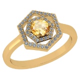 Certified 0.69 Ctw Citrine And Diamond 14k Yellow Gold Halo Ring VS/SI1