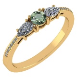 Certified 0.77 Ctw Green Amethyst And Diamond 14k Yellow Gold Halo Ring VS/SI1