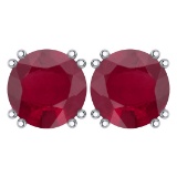 Certified 6.00 Ctw Genuine Ruby 14K White Gold Stud Earrings Made In USA