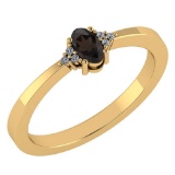 Certified 0.24 CTW Smoky Quarzt And Diamond 14k Yellow Gold Halo Ring