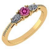 Certified 0.77 Ctw Pink Tourmaline And Diamond 14k Yellow Gold Halo Ring VS/SI1