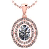 Certified 1.56 CTW Diamond 14k Rose Gold Halo Pendant