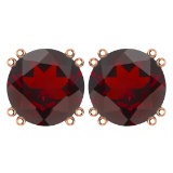 Certified 6.00 Ctw Genuine Garnet 14K Rose Gold Stud Earrings Made In USA