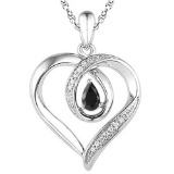 0.55 CARAT MIDNIGHT BLACK SAPPHIRE & CZ 14KT SOLID WHITE GOLD PENDANT