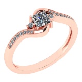 Certified 0.51 Ctw Diamond 14k Rose Gold Halo Promise Ring Made In USA