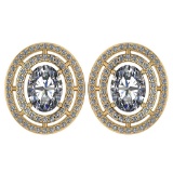 Certified 3.12 CTW Diamond 14k Yellow Gold Halo Stud Earrings
