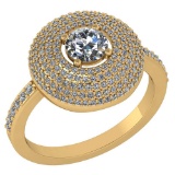 Certified 0.99 CTW Diamond 14k Yellow Gold Halo Ring