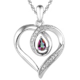 0.4 CARAT RAINBOW MYSTIC QUARTZ & CZ 14KT SOLID WHITE GOLD PENDANT