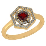 Certified 0.69 Ctw Garnet And Diamond 14k Yellow Gold Halo Ring VS/SI1