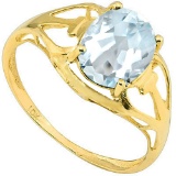 1.16 CT AQUAMARINE 10KT SOLID YELLOW GOLD RING