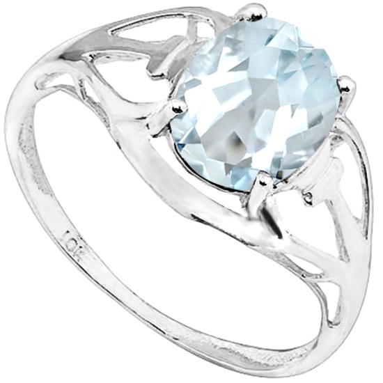 1.16 CT AQUAMARINE 10KT SOLID WHITE GOLD RING