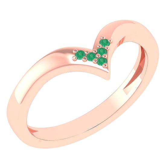 Certified 0.03Ctw Emerald And Diamond 14k Rose Gold Band Made In USA