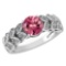 Certified 1.47 Ctw Pink Tourmaline And Diamond Wedding/Engagement Style 14k White Gold Halo Rings