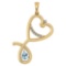 Certified 0.60 Ctw Aquamarine And Diamond Pendant For womens New Expressions Love collection 14K Yel