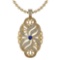 Certified 1.37 Ctw Blue Sapphire And Diamond Necklace For Styles Females 14k Yellow Gold
