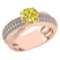 Certified 1.75 CtwTreated Fancy Yellow Diamond And White G-H Diamond Wedding/Engagement 14K Rose Gol