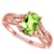 0.83 CARAT PERIDOT & 0.04 CTW DIAMOND 14KT SOLID RED GOLD RING
