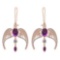 Certified 3.46 Ctw Amethyst And Diamond Eagle Wire Hook Earrings For womens collection 14K Rose Gold