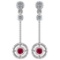 Certified 0.31 Ctw Ruby And Diamond Wedding/Engagement Style 14K White Gold Drop Earrings (SI2/I1)