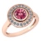 Certified 1.12 Ctw Pink Tourmaline And Diamond Wedding/Engagement Style 14k Rose Gold Halo Rings