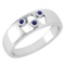 Certified 0.04 Ctw Blue Sapphire Wedding Style Halo Bands 14k White Gold
