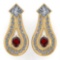 Certified 1.23 Ctw Garnet Diamond Wedding/Engagement 14K Yellow Gold Stud Earrings