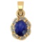 Certified 0.38 Ctw Blue Sapphire And Diamond 14k Yellow Gold Simple Pendant