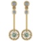 Certified 0.31 Ctw Green Amethyst And Diamond Wedding/Engagement Style 14K Yellow Gold Drop Earrings