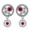 Certified 0.84 Ctw Ruby And Diamond Wedding/Engagement Style Stud Earrings 14K White Gold