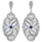 Certified 1.18 Ctw Blue Sapphire And Diamond Wedding/Engagement Style 14k White Gold Halo Hanging St