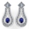 Certified 1.23 Ctw Blue Sapphire Diamond Wedding/Engagement 14K White Gold Stud Earrings (SI2/I1)