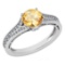 Certified 1.47 Ctw Citrine And Diamond Wedding/Engagement 14K White Gold Halo Ring (VS/SI1)
