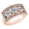 Certified 0.72 Ctw Aquamarine And Diamond Wedding/Engagement Style 14k Rose Gold Halo Rings